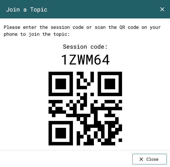 The Unique Session number and QR code of the Topic